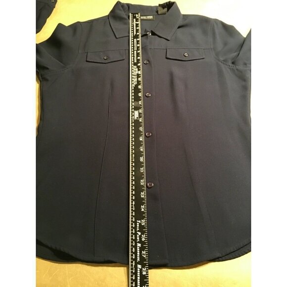 NEW YORK & COMPANY Pre-owned 100% Polyester Shirt/Jacket, NAVY BLUE*, Size Large - Picture 6 of 9